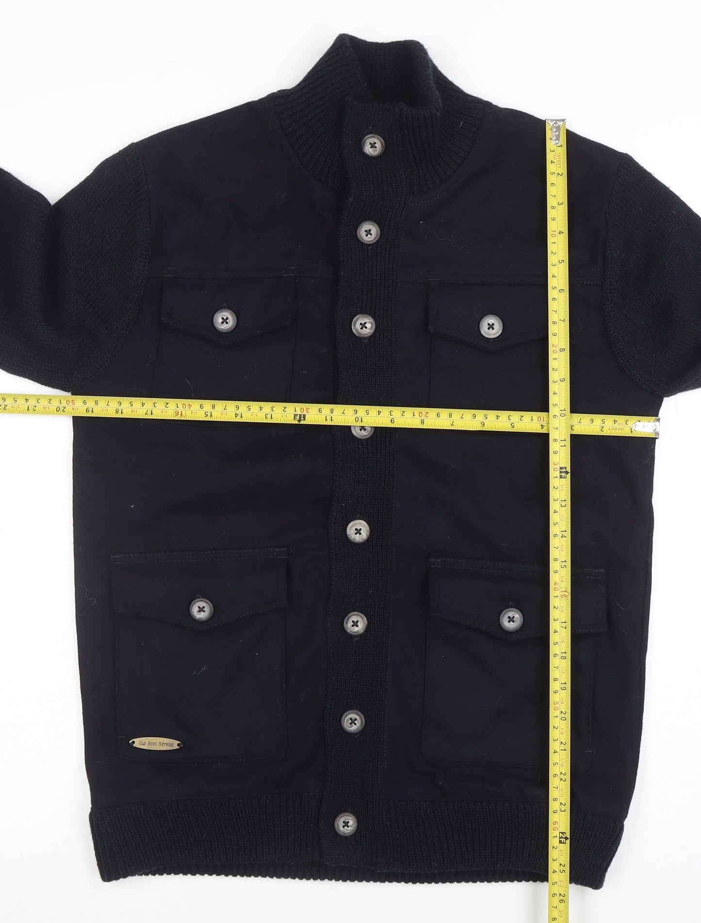 Old Boys Network Men's Black Stand-Up Collar Bomber Jacket Size S
