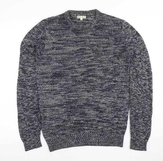 Reiss Men's Blue Chunky Knit Crew Neck Jumper Size S