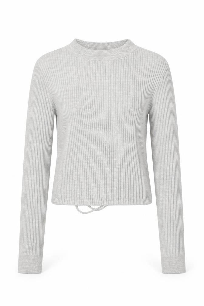 Collusion Women's Grey Ribbed Knit Crew Neck Slim Jumper Size 8