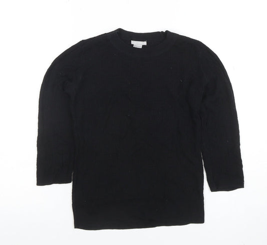 H&M Womens Black XS Long Sleeve Crew Neck Basic Knit Top