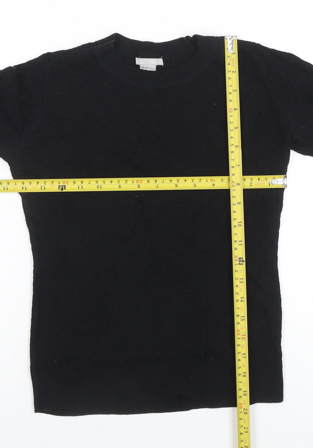 H&M Womens Black XS Long Sleeve Crew Neck Basic Knit Top