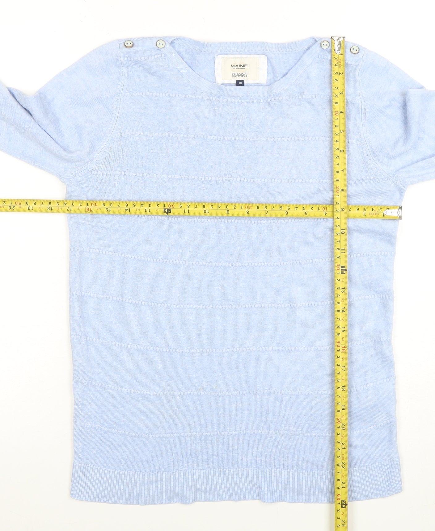 Maine New England Women's Blue Crew Neck Acrylic Jumper Size 10