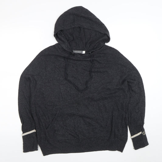 Mint Velvet Women's Grey Hooded Pullover Jumper Small Cotton Cashmere Blend