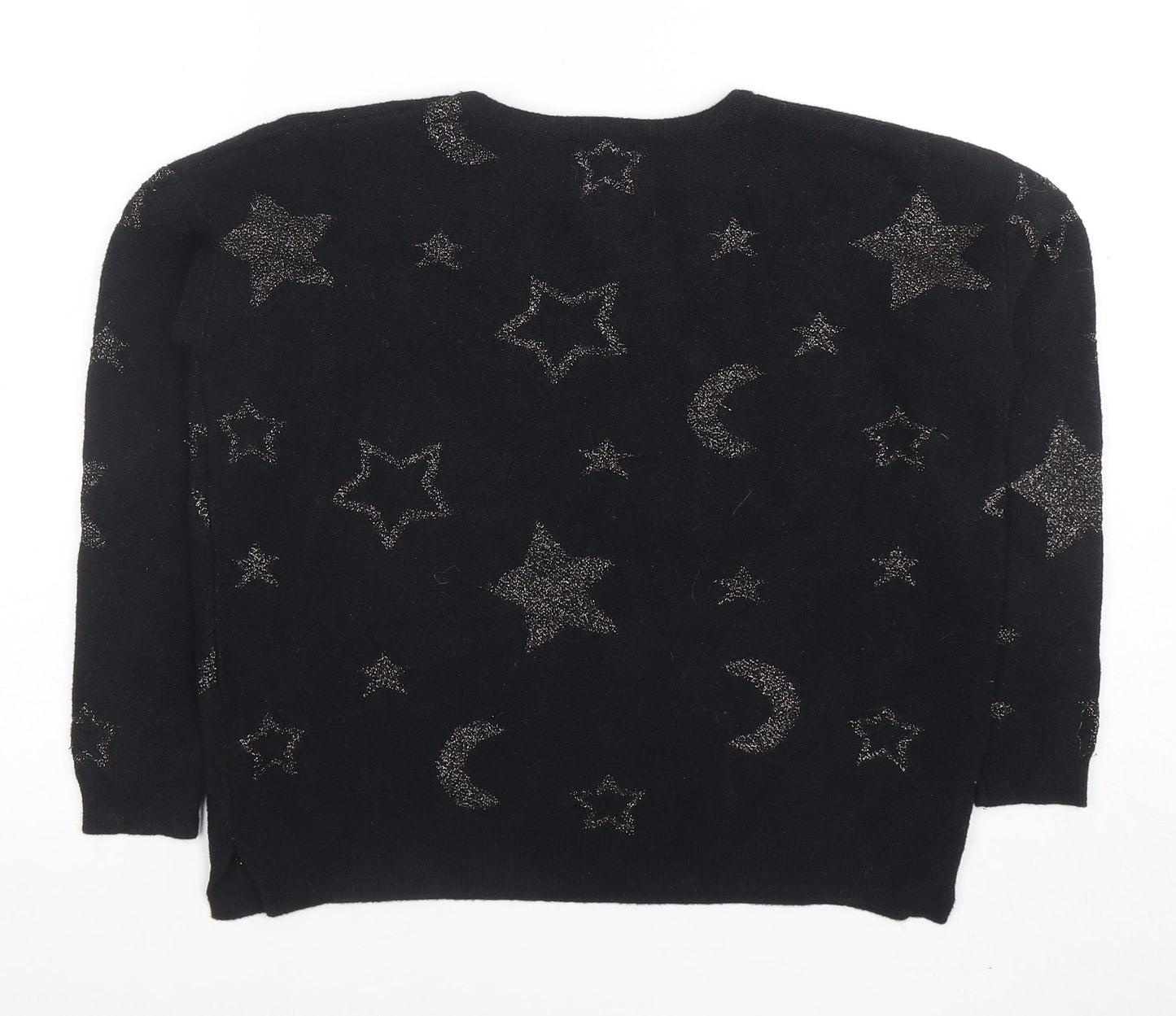 Little By Little Women's Black Metallic Star Pullover Jumper Size 8