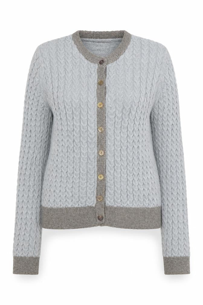 ZARA Women Grey Wool Blend Chunky-Knit Cardigan Size 12