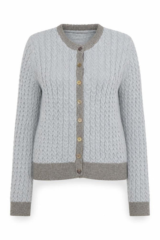 Zara Women Grey Wool Blend Chunky-Knit Cardigan Size 12