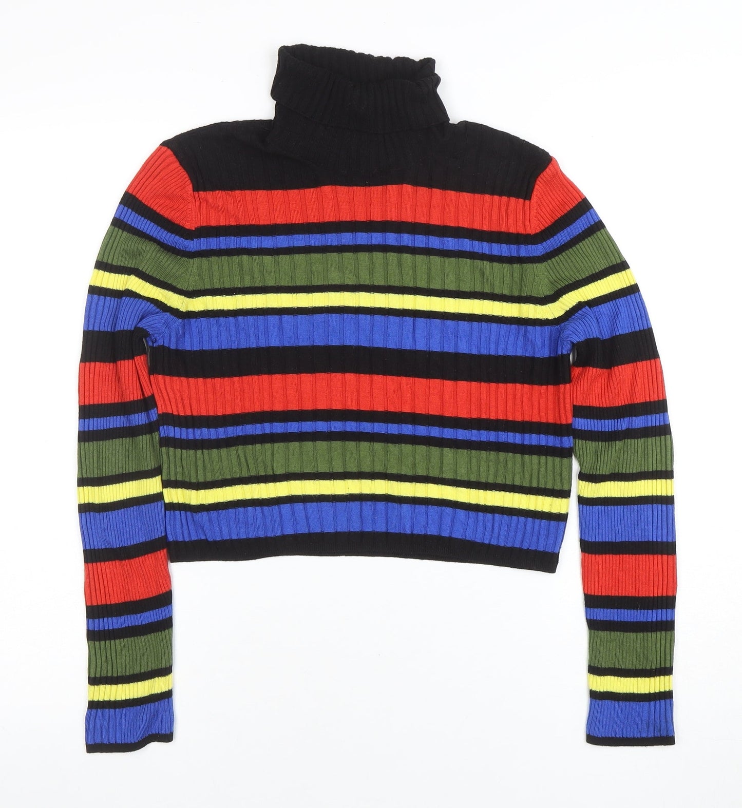 Cooperative Womens Multicoloured Striped Roll Neck Ribbed Jumper Size M