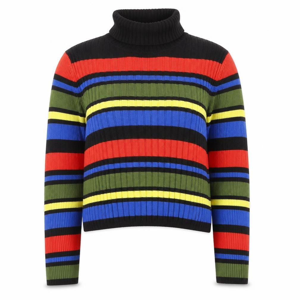 Cooperative Womens Multicoloured Striped Roll Neck Ribbed Jumper Size M