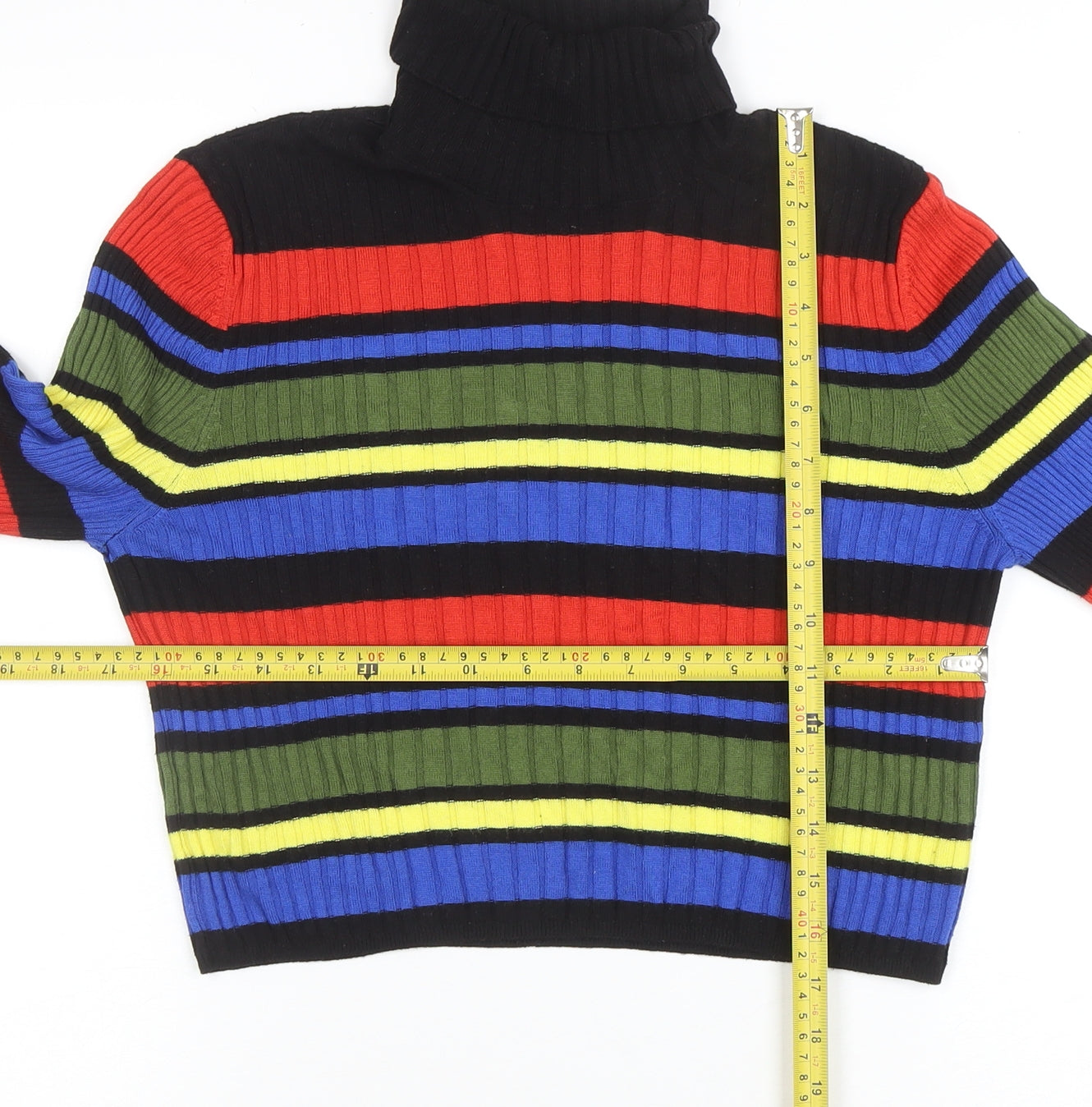 Cooperative Womens Multicoloured Striped Roll Neck Ribbed Jumper Size M