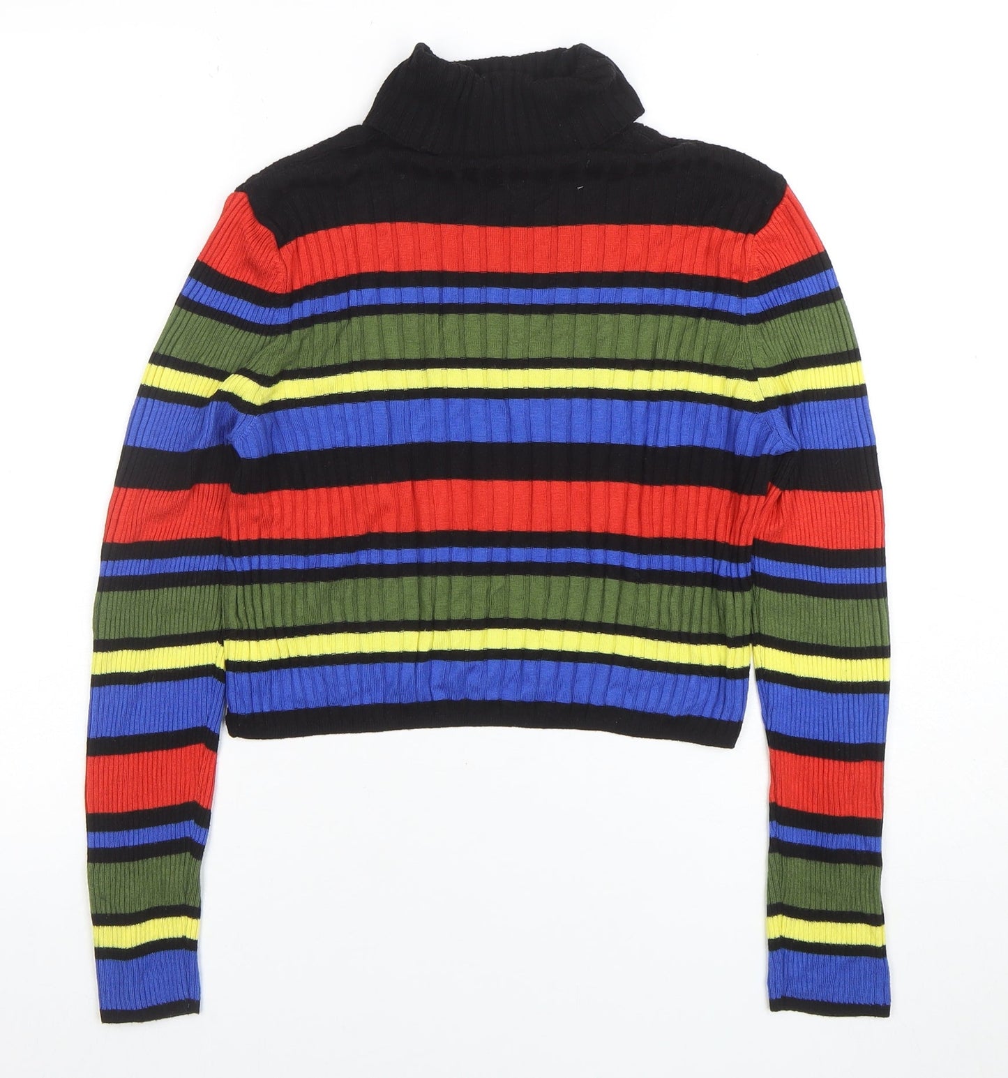 Cooperative Womens Multicoloured Striped Roll Neck Ribbed Jumper Size M