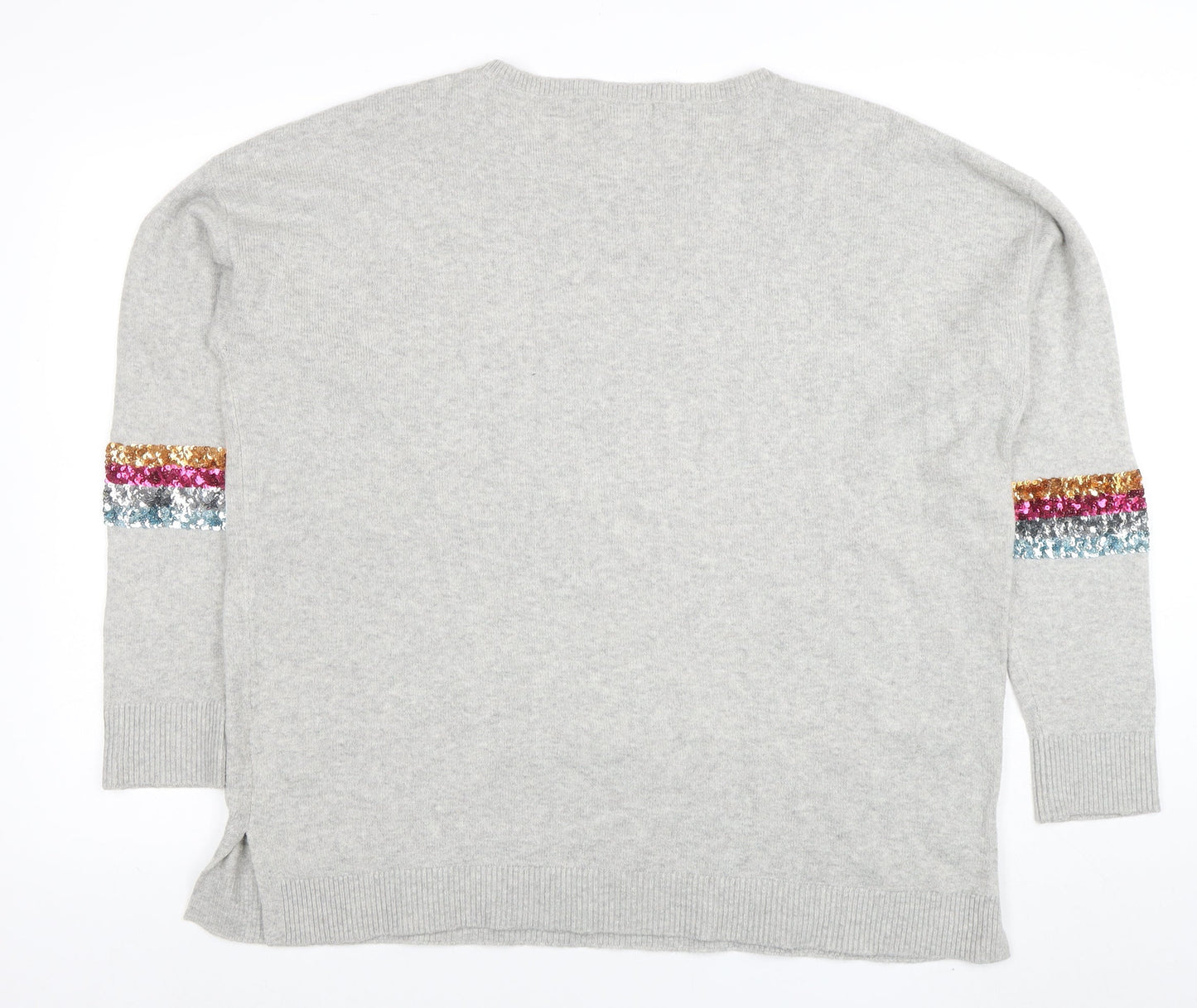 Monsoon Womens Grey Sequin Star Wool Blend Crew Neck Jumper XL