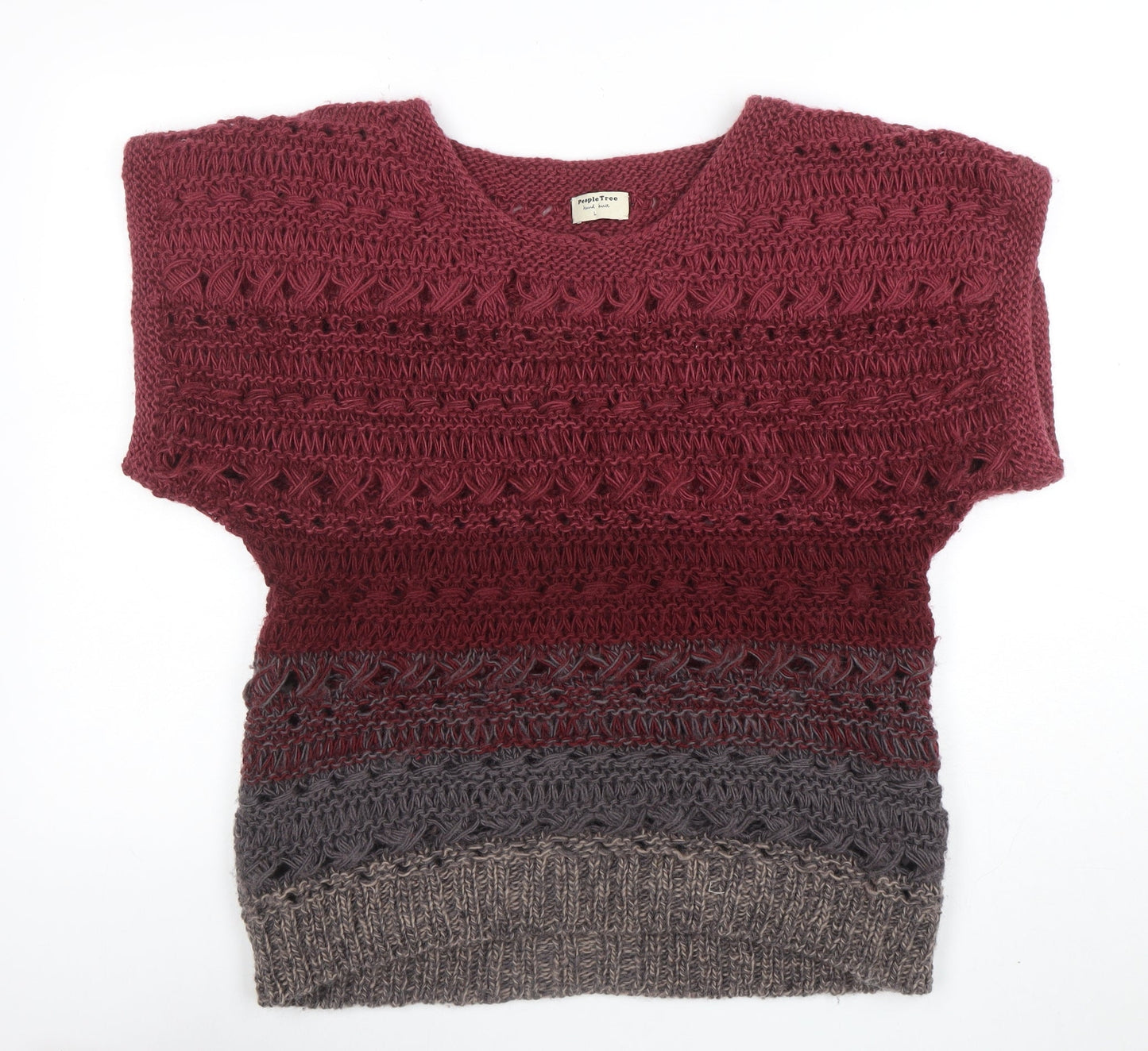 People Tree Women’s Multicoloured Wool Open-Knit Pullover Jumper L
