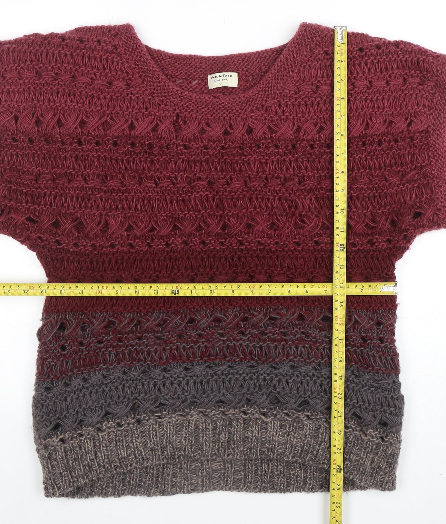 People Tree Women’s Multicoloured Wool Open-Knit Pullover Jumper L