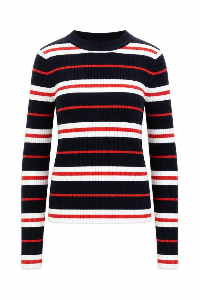 H&M Divided Women's Navy Striped Long Sleeve Ribbed T-Shirt XS