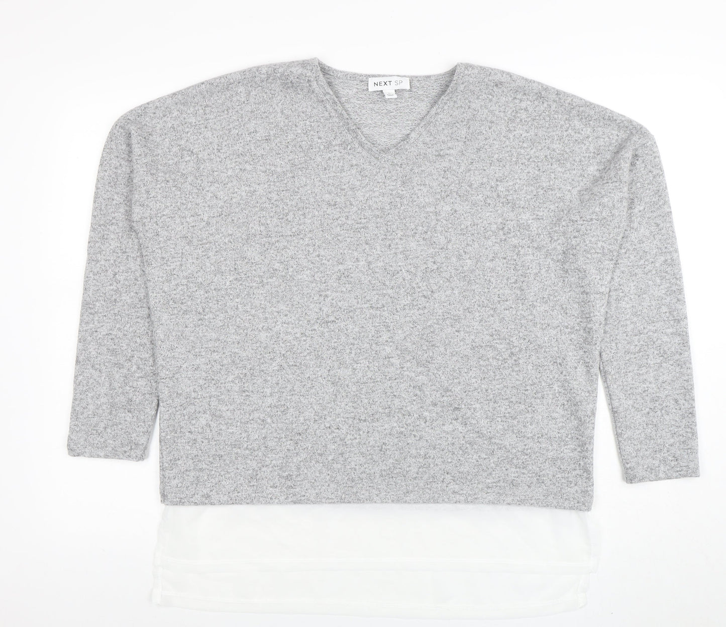 Next Women Grey V-Neck Knit Jumper Medium Regular Fit