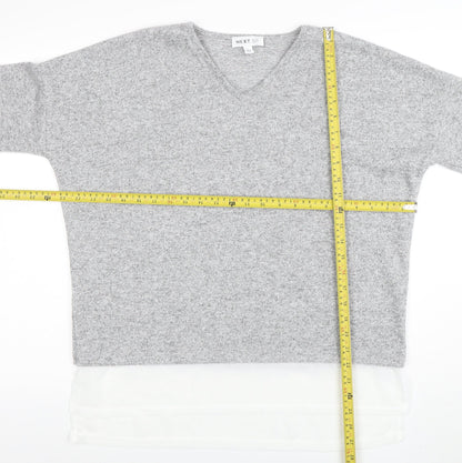 Next Women Grey V-Neck Knit Jumper Medium Regular Fit
