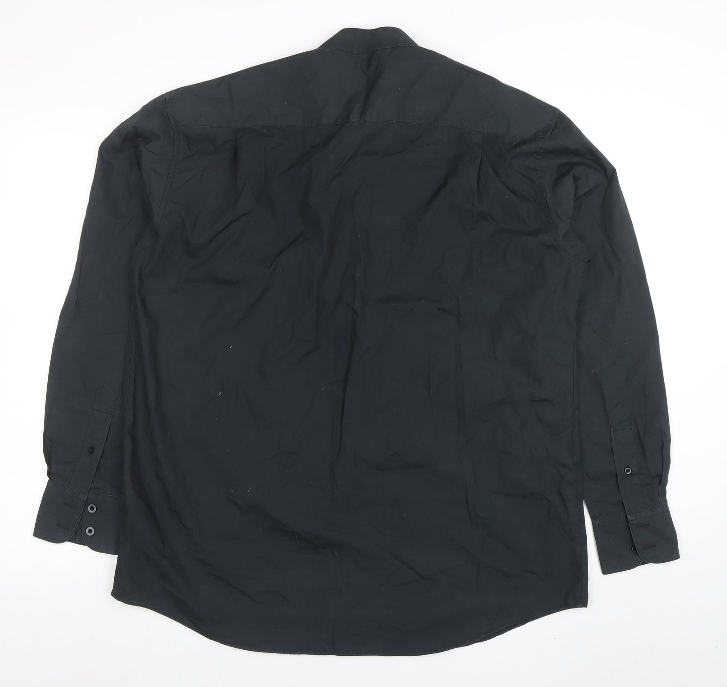 Frascati Men's Black 40 Regular Fit Band Collar Long Sleeve Dress Shirt