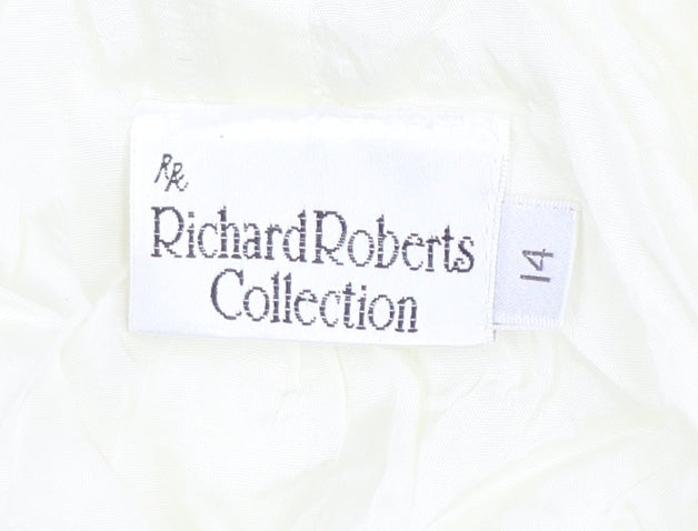 Richard Roberts Collection Womens Ivory Linen Blend Shawl Blazer Size 14