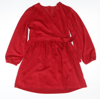 Billie Faiers Girls Red Velvet Belted Fit & Flare Dress 9-10 Years