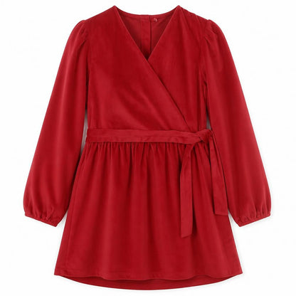 Billie Faiers Girls Red Velvet Belted Fit & Flare Dress 9-10 Years