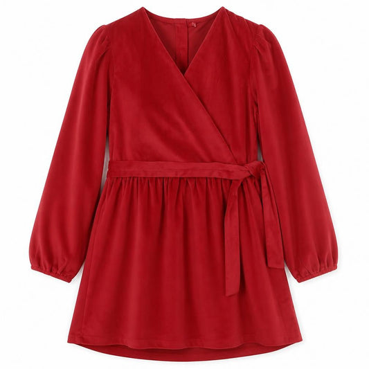 Billie Faiers Girls Red Velvet Belted Fit & Flare Dress 9-10 Years