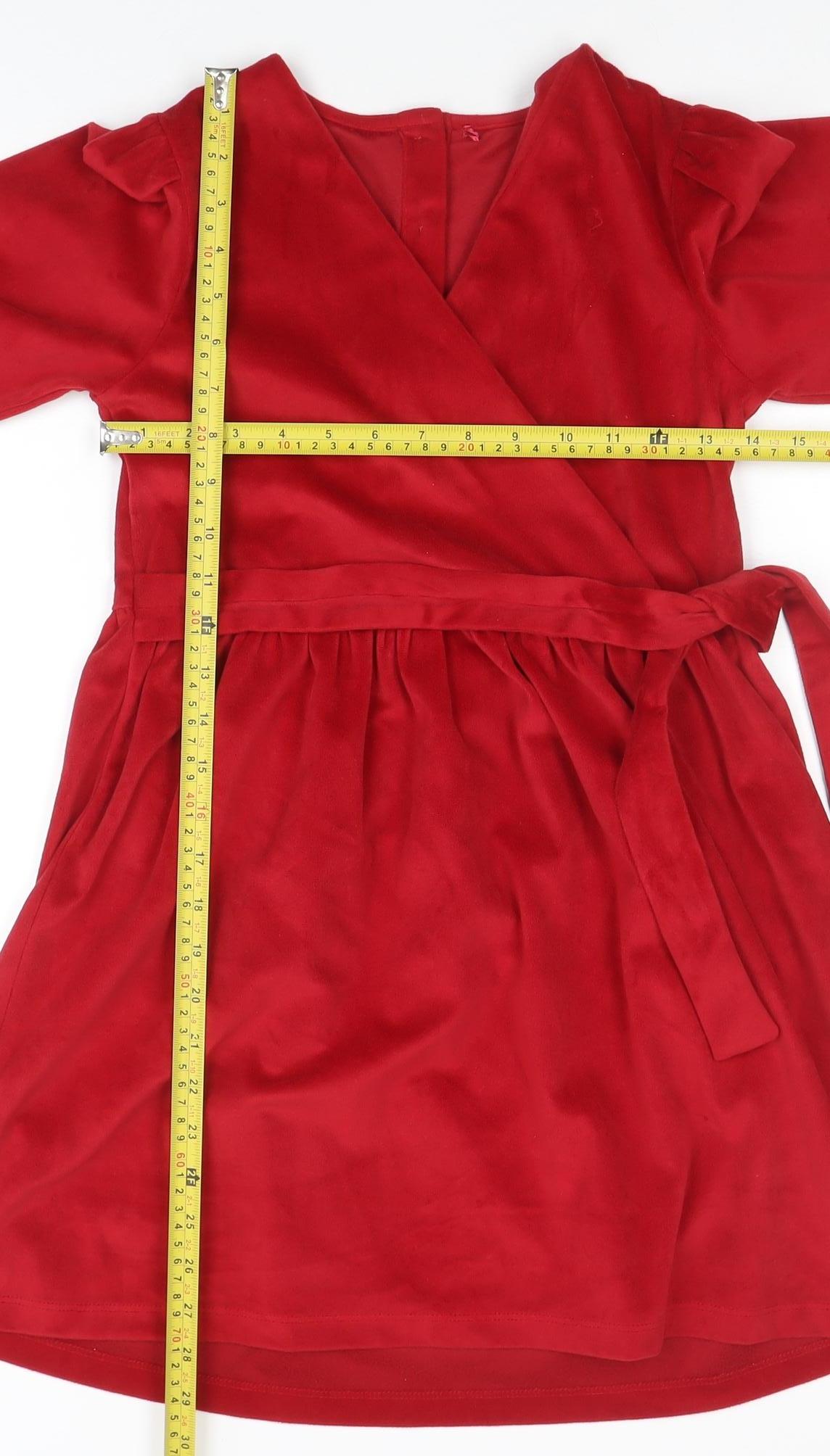 Billie Faiers Girls Red Velvet Belted Fit & Flare Dress 9-10 Years