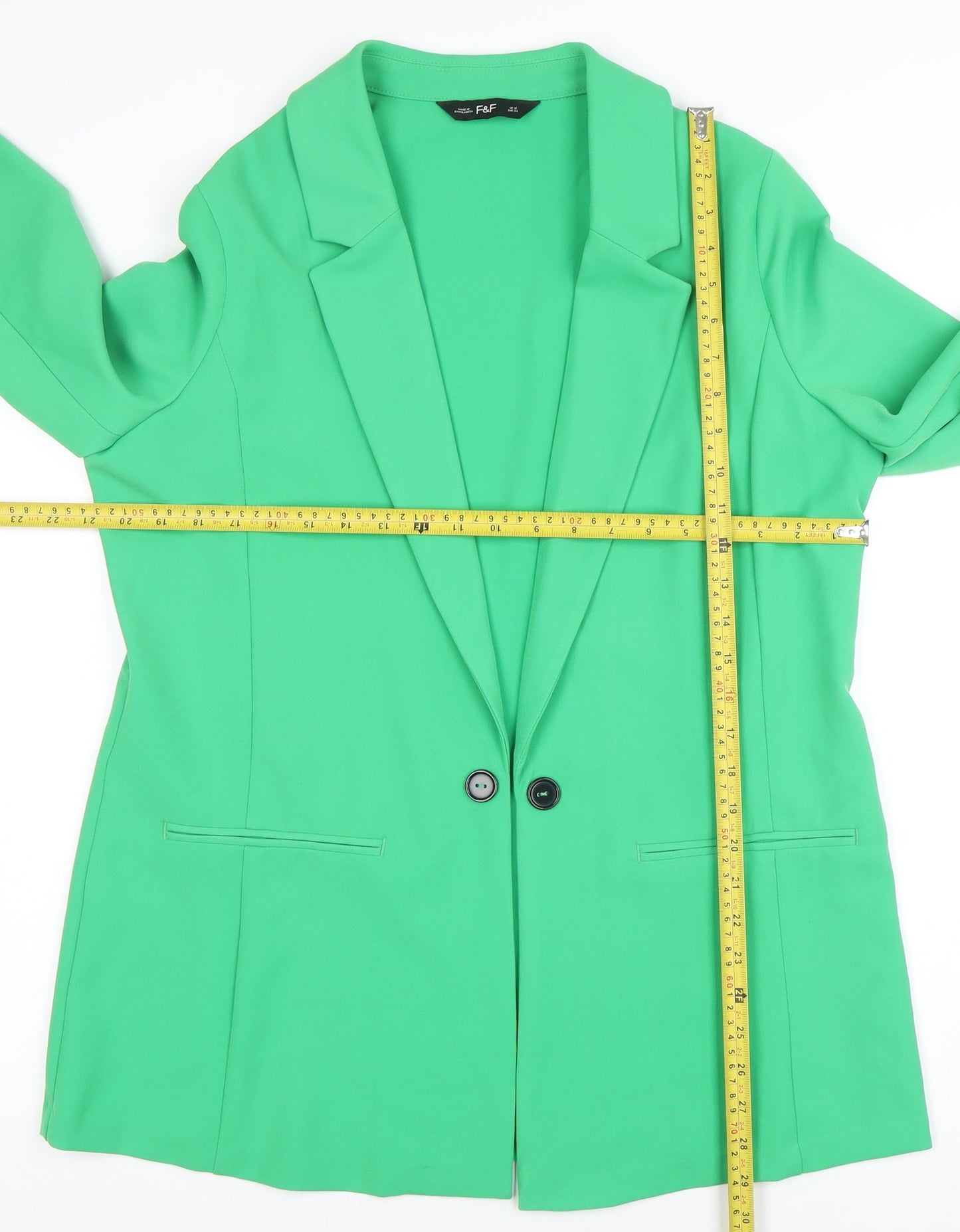 F&F Women’s Green Size 16 Classic Longline Two-Button Blazer