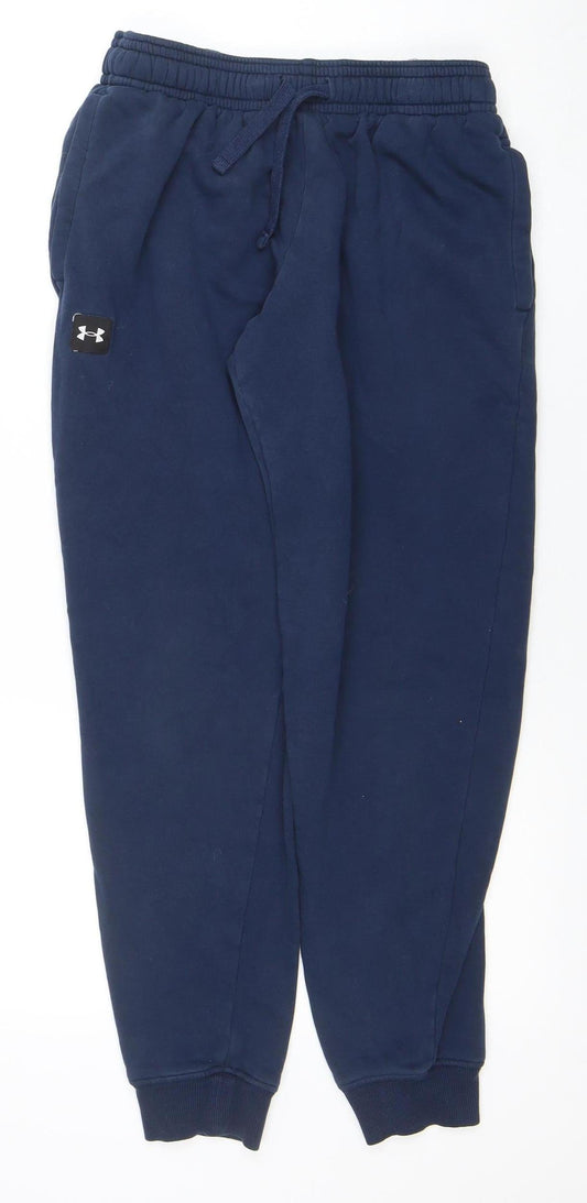 Under Armour Boys Blue Jogger Sweatpants M Relaxed Fit Fleece Activewear