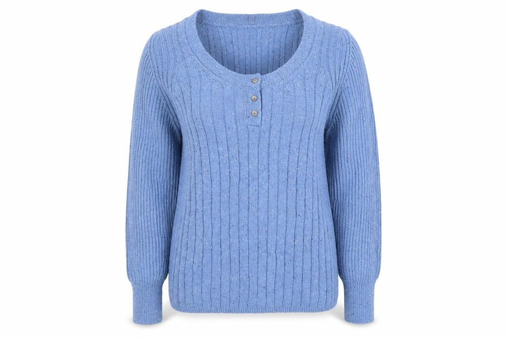 Per Una Women's Blue Wool Blend Henley Jumper Size L
