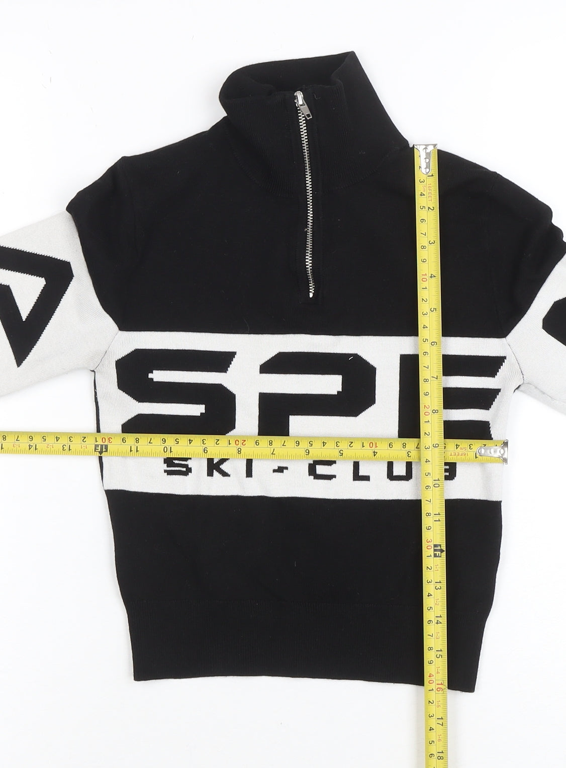 H&M Women’s Black Roll Neck Ski Club 1/4 Zip Jumper XS