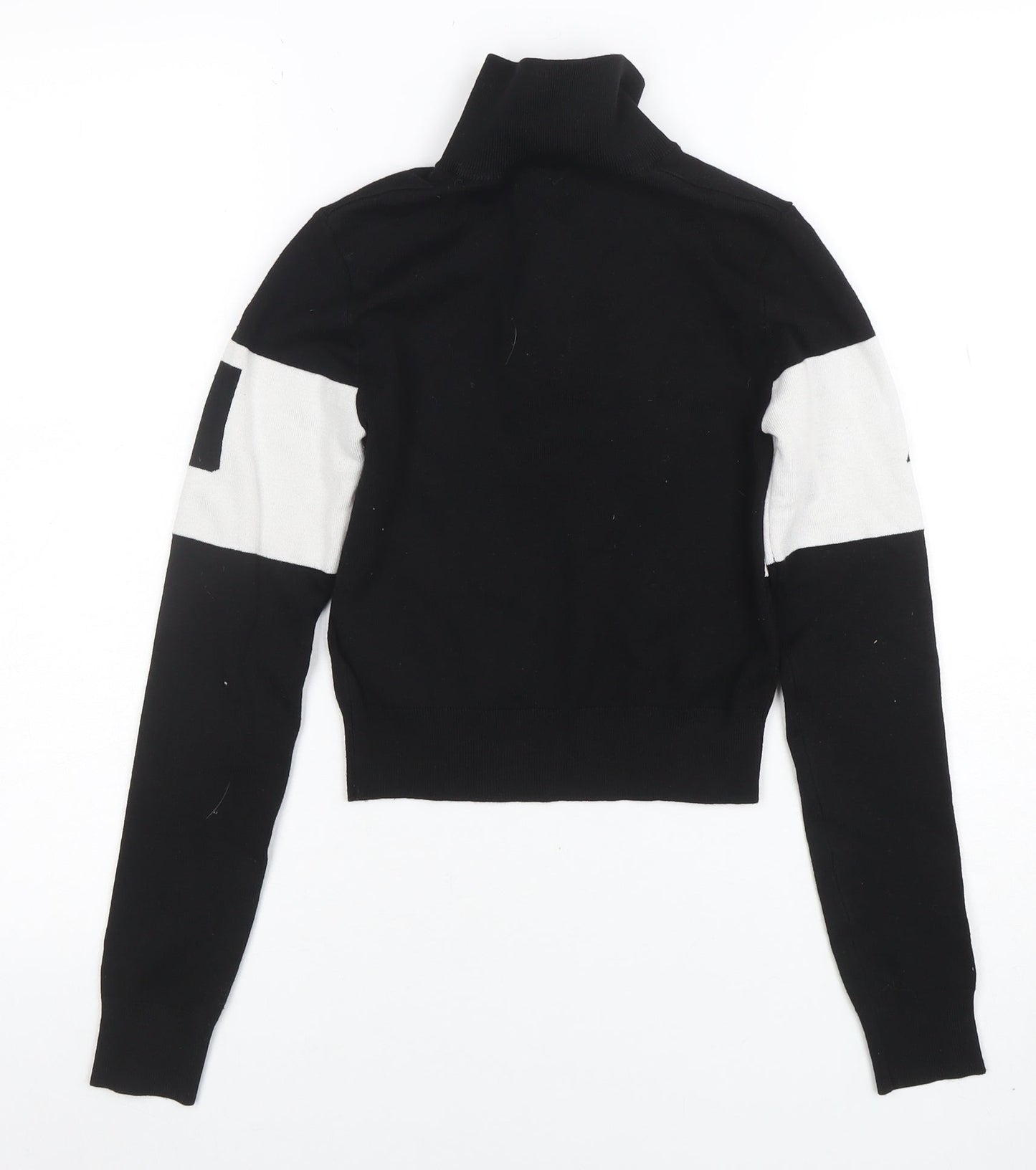 H&M Women’s Black Roll Neck Ski Club 1/4 Zip Jumper XS