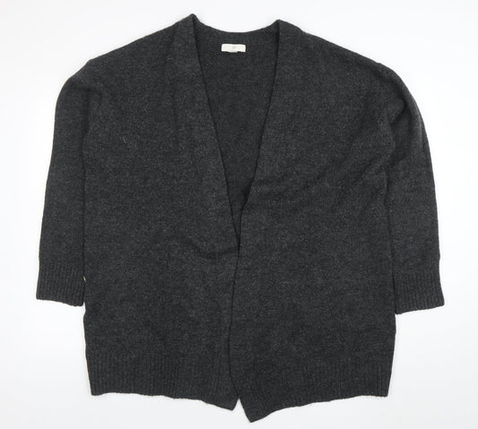 H&M Womens Grey Wool Blend V-Neck Open Knit Cardigan Size 12