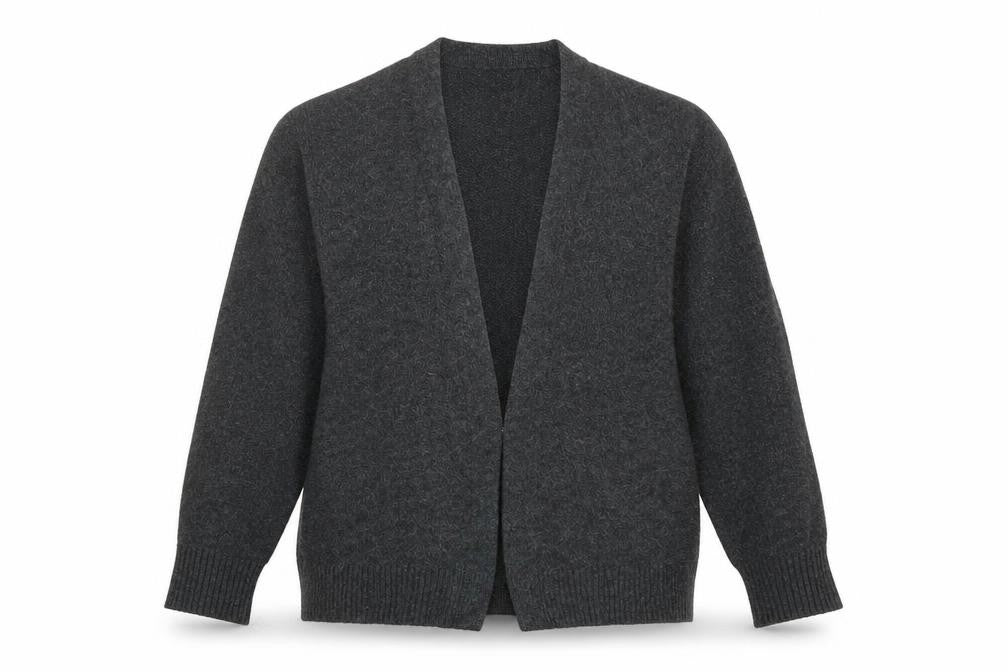 H&M Womens Grey Wool Blend V-Neck Open Knit Cardigan Size 12