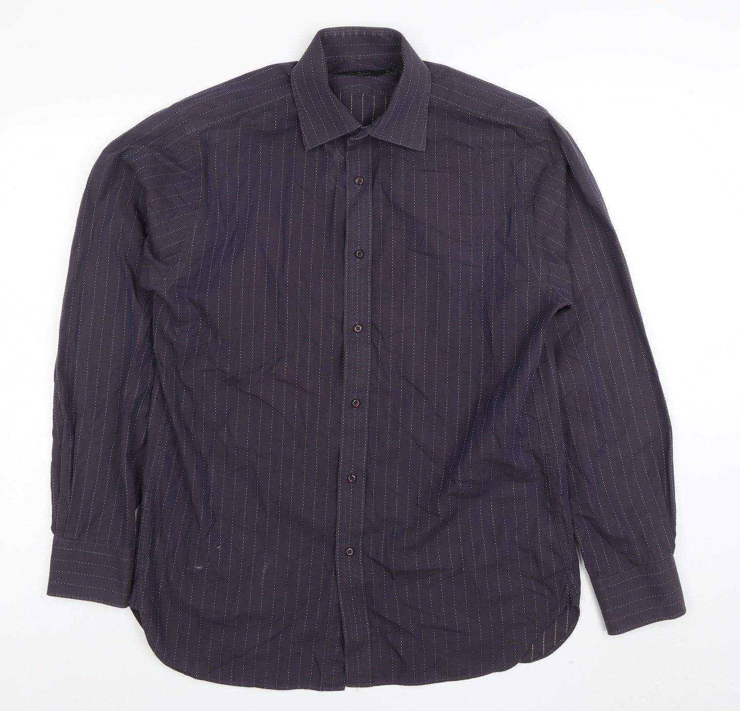 Jeff Banks Men’s Black Pinstripe Long Sleeve Cotton Dress Shirt M