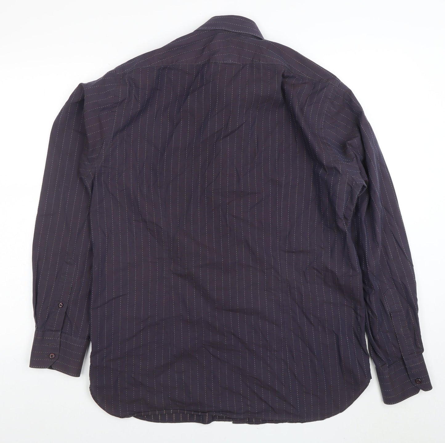 Jeff Banks Men’s Black Pinstripe Long Sleeve Cotton Dress Shirt M