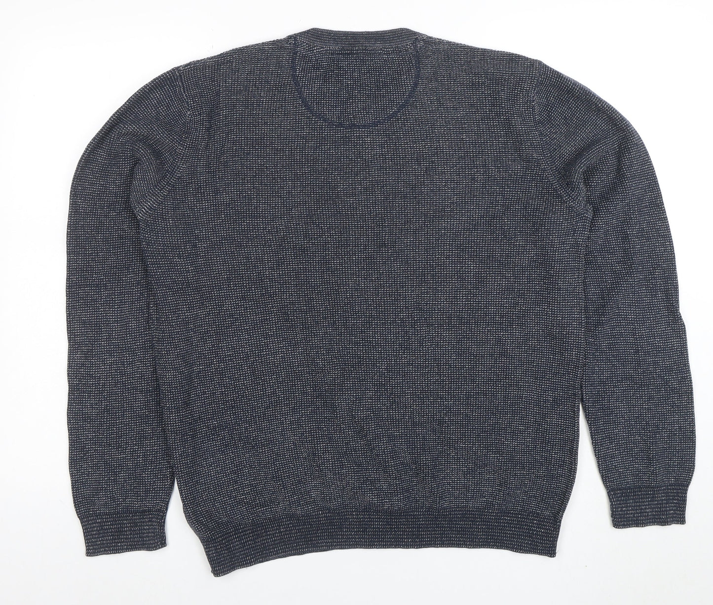 Racing Green Men's Blue Cotton Crew Neck Jumper Size M