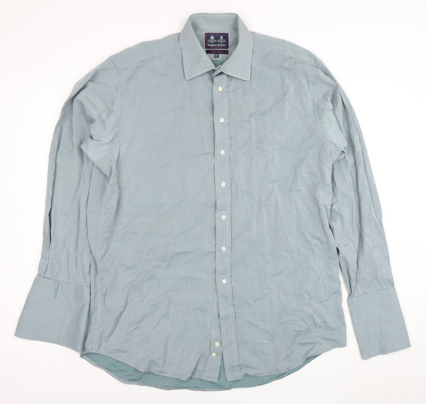 Stephens Brothers Men's Blue 16.5in Cotton Long Sleeve Shirt