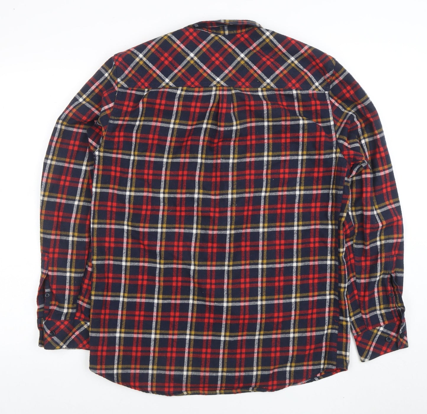 Merc London Men's Multicoloured Check Flannel Shirt Size L Button-Up