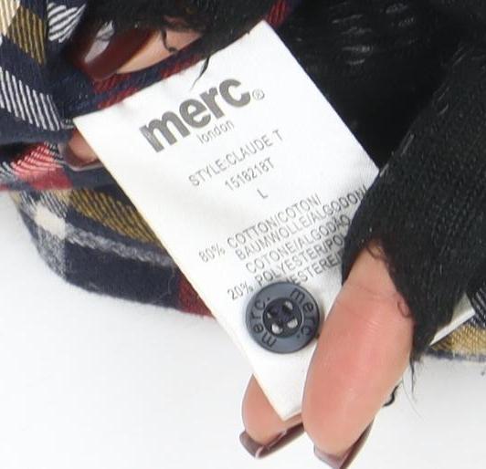 Merc London Men's Multicoloured Check Flannel Shirt Size L Button-Up
