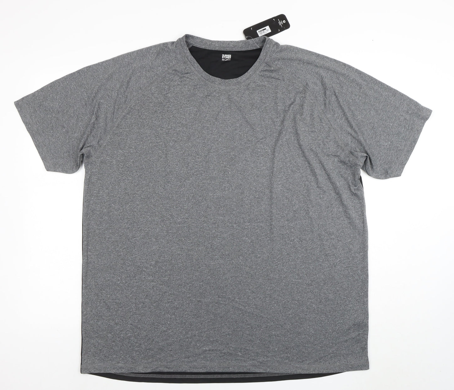 Dunnes Stores Men's Grey & Black XX Large Regular Fit Short Sleeve Active T-Shirt