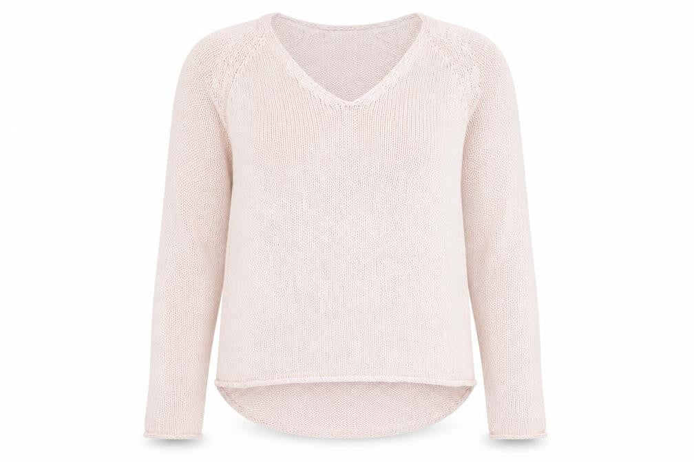 BASIC Women’s Beige Cotton V-Neck Knit Jumper Size S