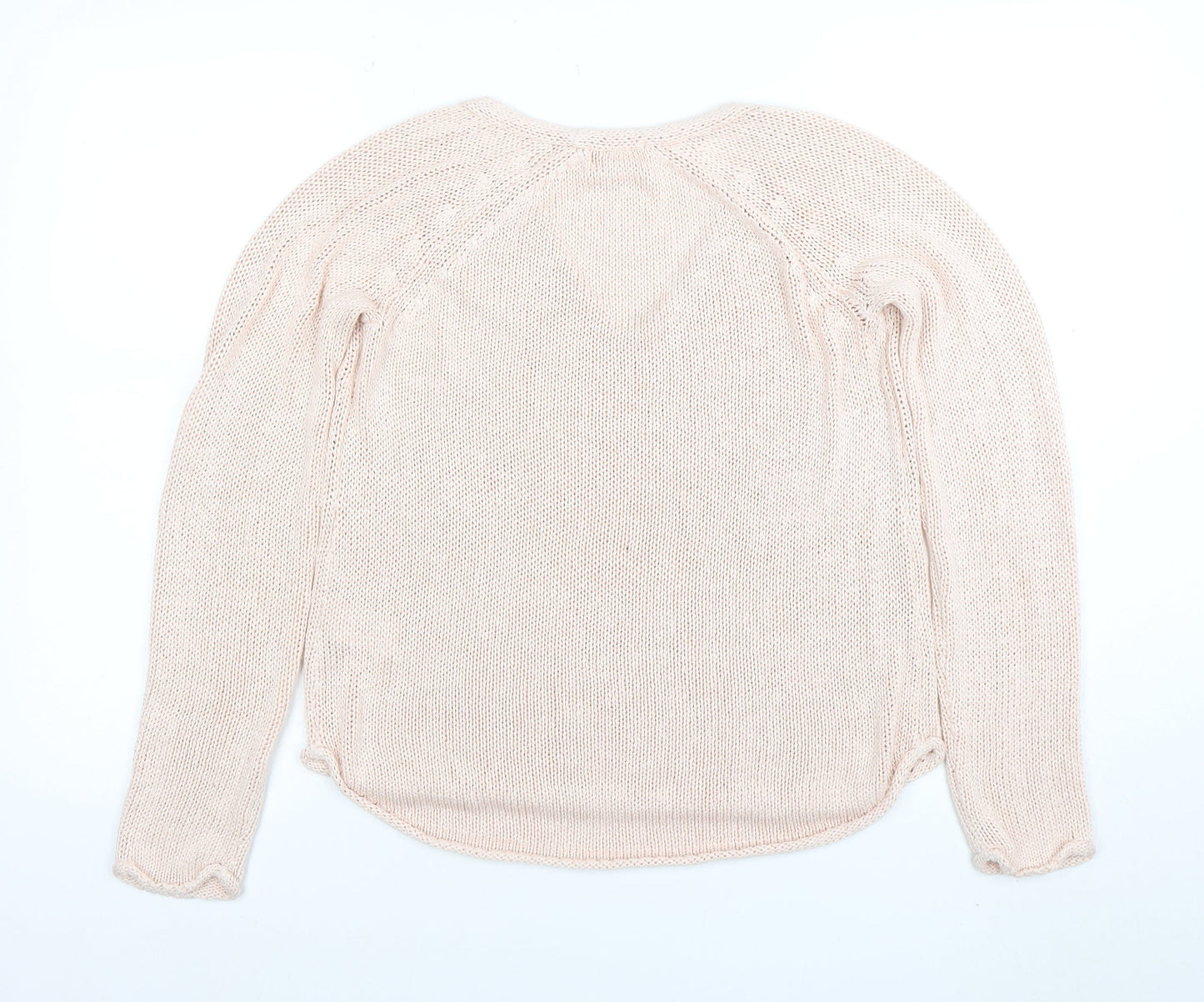 BASIC Women’s Beige Cotton V-Neck Knit Jumper Size S