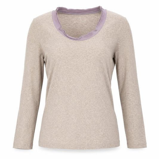 Fabiana Filippi Women Beige Long Sleeve Silk Blend Top Size 10