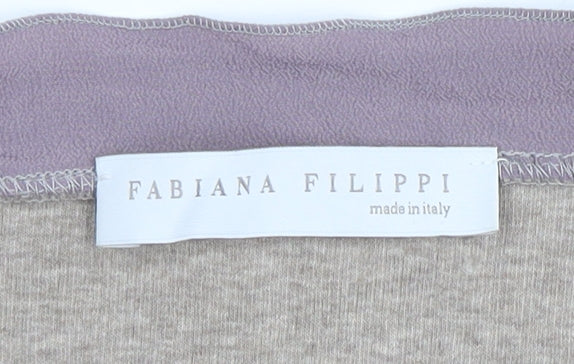 Fabiana Filippi Women Beige Long Sleeve Silk Blend Top Size 10