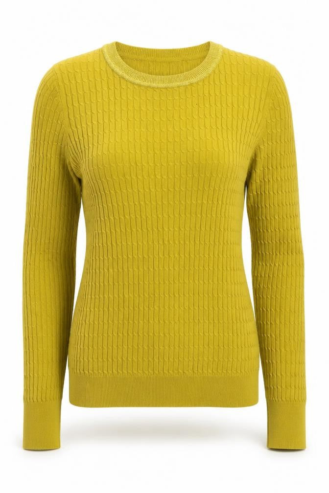 Next Women's Green Cable-Knit Crew Neck Long Sleeve Jumper Size 12