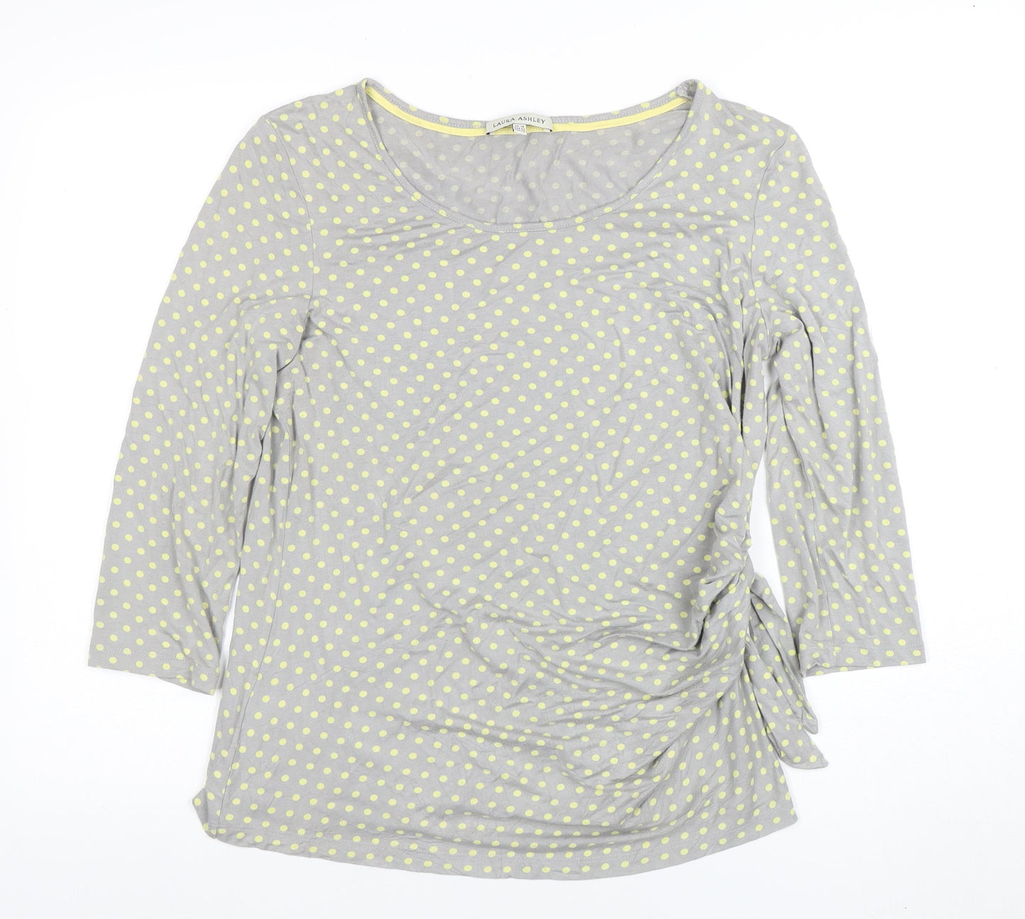 Laura Ashley Women's Grey Polka Dot 3/4 Sleeve Jersey Top Size 16