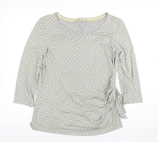 Laura Ashley Women's Grey Polka Dot 3/4 Sleeve Jersey Top Size 16