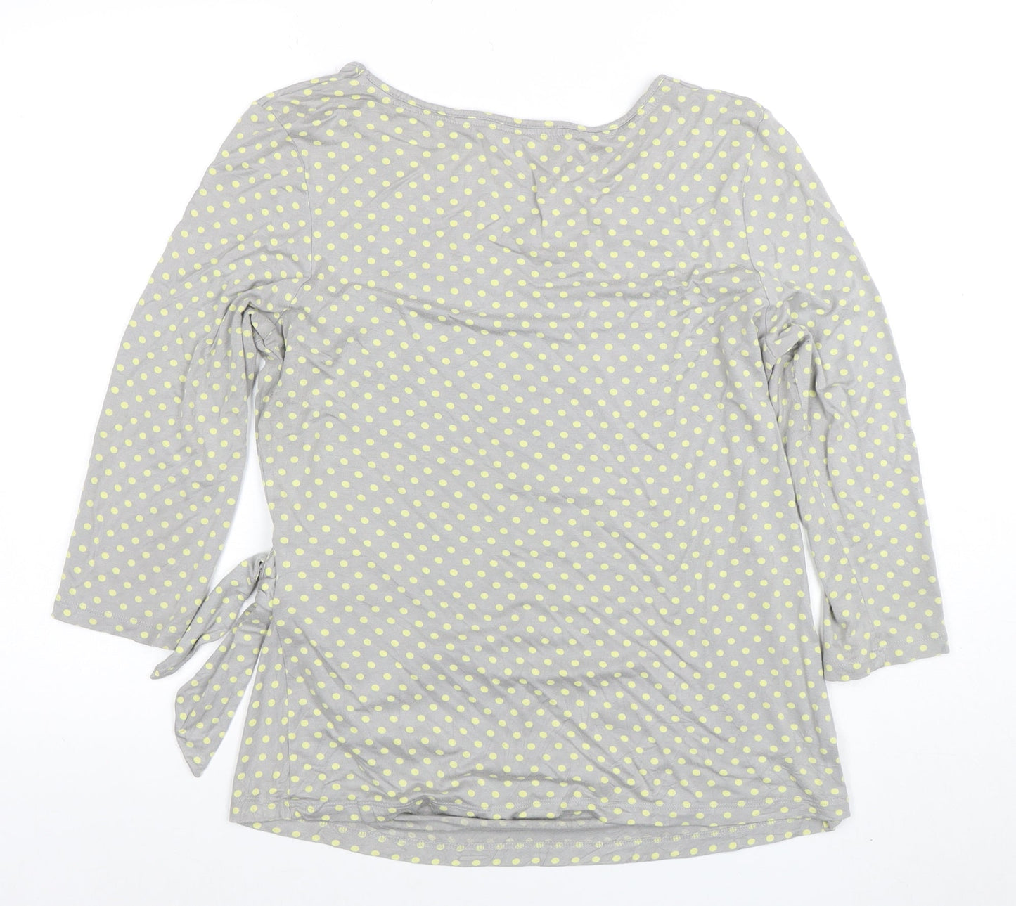 Laura Ashley Women's Grey Polka Dot 3/4 Sleeve Jersey Top Size 16