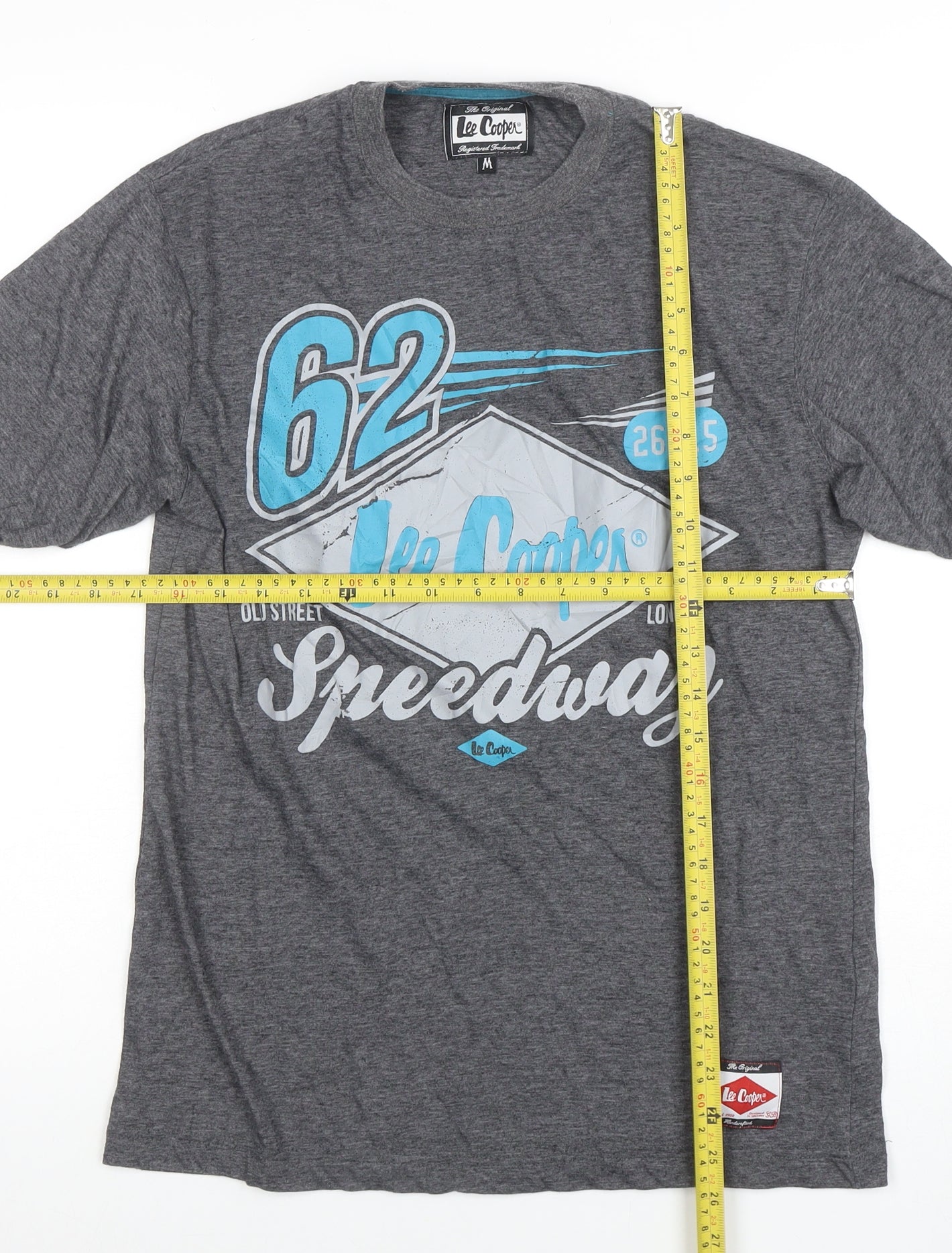 Lee Cooper Men's Grey Speedway Graphic Short Sleeve T-Shirt M