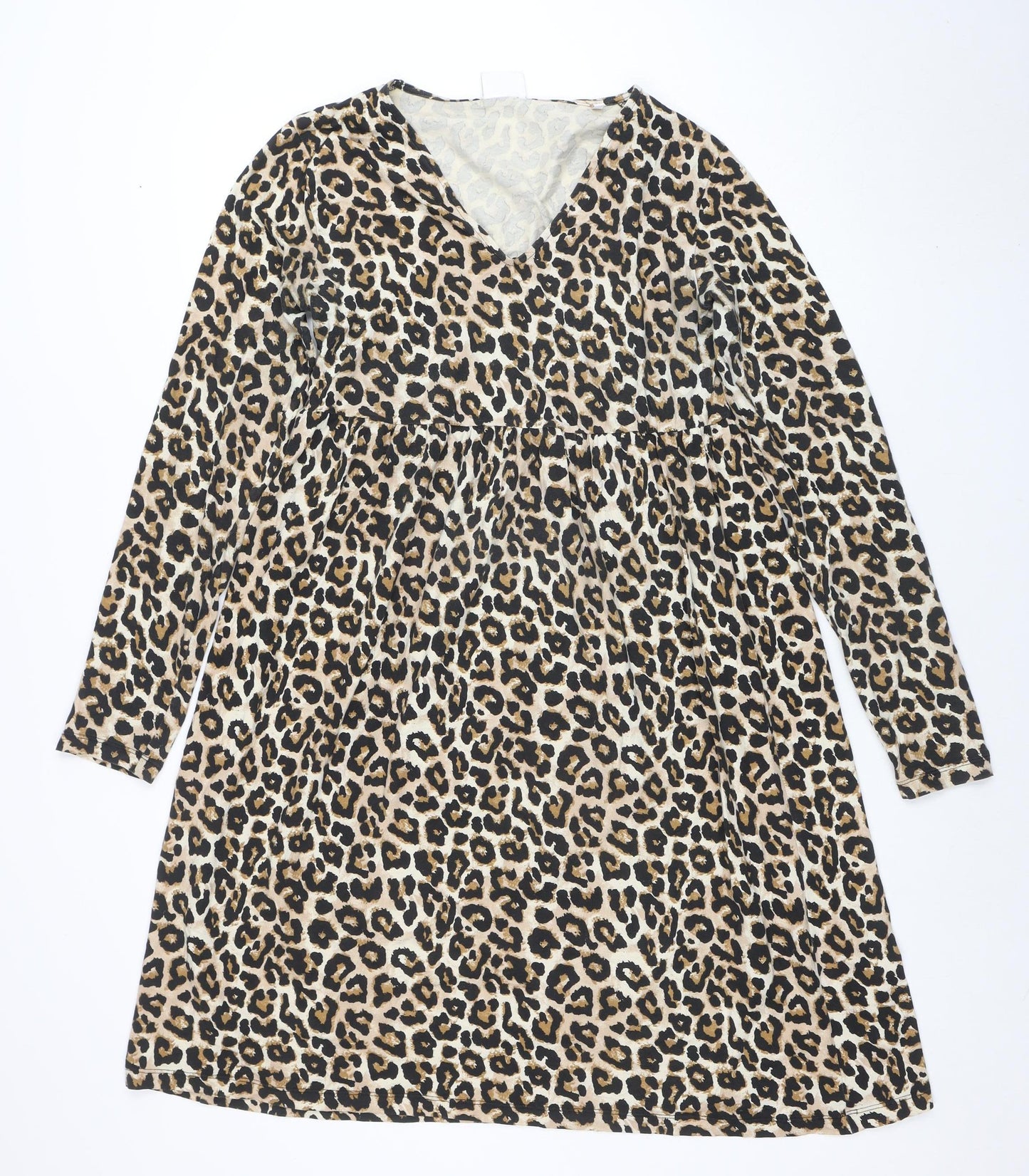 Mamalicious Women’s Beige Leopard Print Maternity Bodycon Dress L